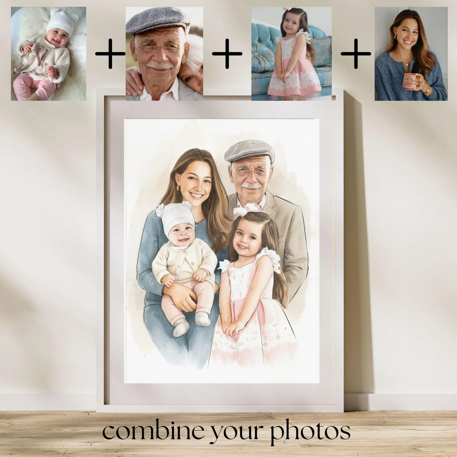 Multi-photo combined custom portrait, a thoughtful gift idea